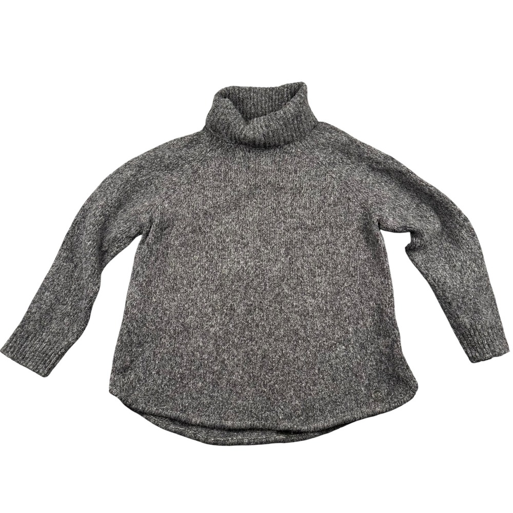 Michael Kors Womens Marled Grey Turtleneck Raglan Sweater Size L Chunky Knit 102